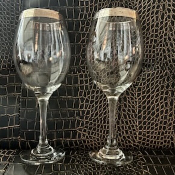 NWOT Vintage Italian Crystal Wine Champagne Glasses With Gold Trim Greek Design - Picture 13 of 13